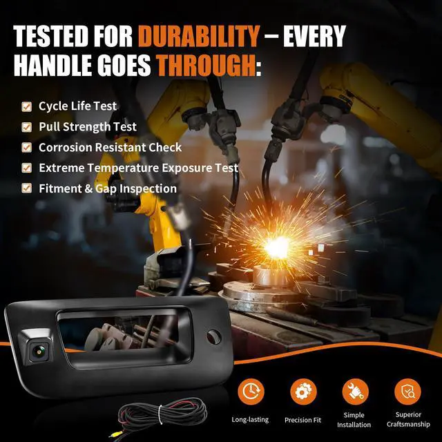 Alt view image 6 of 7 - Tailgate Handle Backup Camera for Chevy Silverado & GMC Sierra | 2007-2014 Night Vision Wide-angle Waterproof Rear View Camera Tail gate Handle Key Hole OE# 22755305
