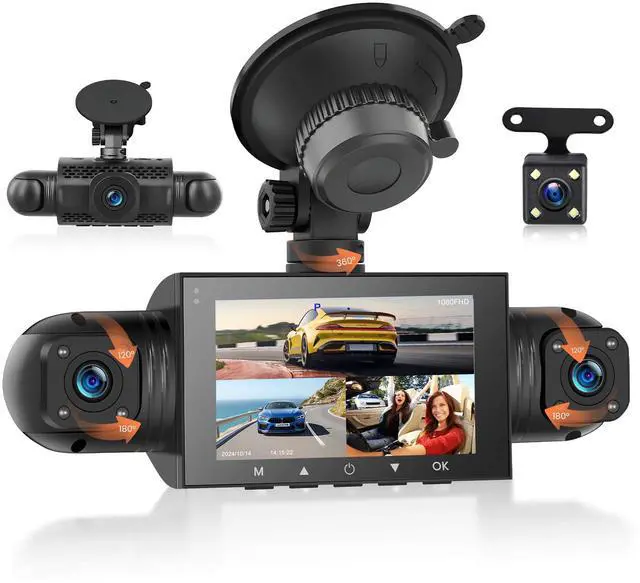 Main image of 4 Channel Dash Cam Front and Rear Inside Left Right, 360 Degree View Dash Camera for Cars, 1080P Front + 3 Cameras, Night Vision, Loop Recording, G-Sensor, 24/7 Parking Monitor