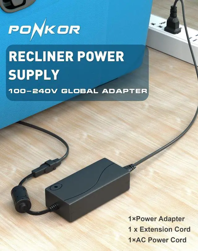 Alt view image 5 of 7 - Recliner Power Supply, AC/DC Switching Power Supply Transformer 2-pin 29V 2A Adapter with Extension Cord for Lift Chair or Power Recliner Limoss OKIN