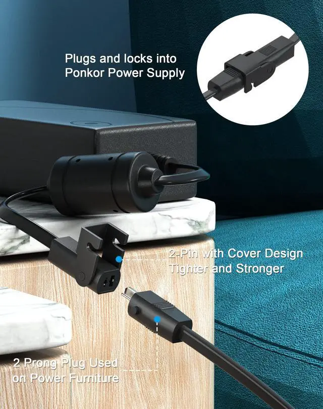Alt view image 3 of 7 - Recliner Power Supply, AC/DC Switching Power Supply Transformer 2-pin 29V 2A Adapter with Extension Cord for Lift Chair or Power Recliner Limoss OKIN