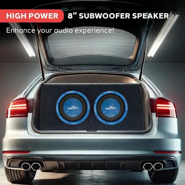 Alt view image 2 of 7 - Car Vehicle Subwoofer Audio Speaker - 8 Inch Blue Injection Molded Cone, Blue Chrome-Plated Plastic Basket, Dual Voice Coil 4 Ohm Impedance, 600 Watt Power, Vehicle Stereo Sound System PLBW84