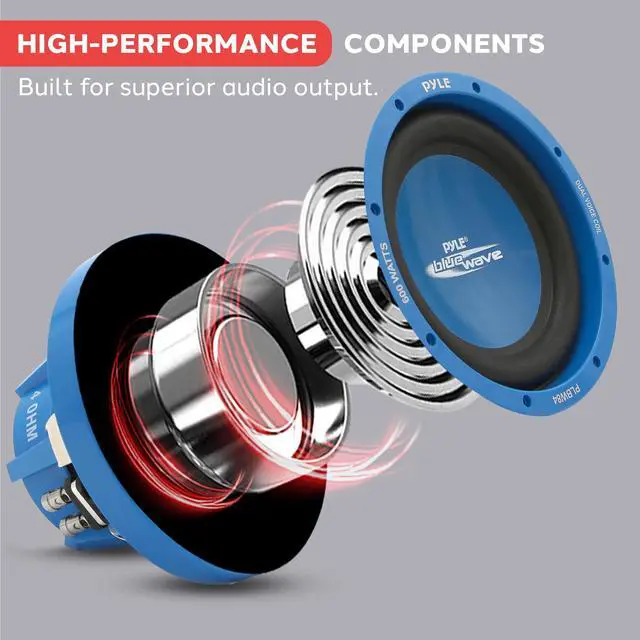 Alt view image 3 of 7 - Car Vehicle Subwoofer Audio Speaker - 8 Inch Blue Injection Molded Cone, Blue Chrome-Plated Plastic Basket, Dual Voice Coil 4 Ohm Impedance, 600 Watt Power, Vehicle Stereo Sound System PLBW84