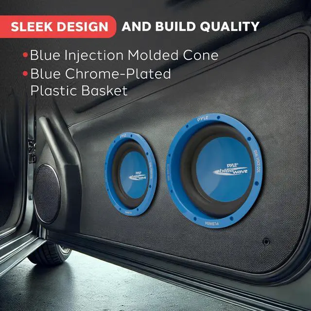 Alt view image 4 of 7 - Car Vehicle Subwoofer Audio Speaker - 8 Inch Blue Injection Molded Cone, Blue Chrome-Plated Plastic Basket, Dual Voice Coil 4 Ohm Impedance, 600 Watt Power, Vehicle Stereo Sound System PLBW84