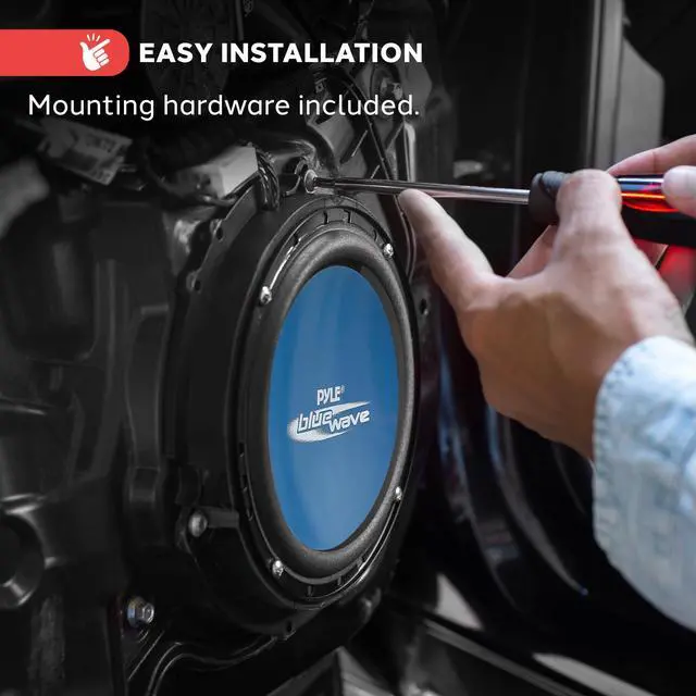 Alt view image 5 of 7 - Car Vehicle Subwoofer Audio Speaker - 8 Inch Blue Injection Molded Cone, Blue Chrome-Plated Plastic Basket, Dual Voice Coil 4 Ohm Impedance, 600 Watt Power, Vehicle Stereo Sound System PLBW84