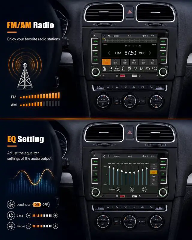 Alt view image 6 of 7 - Car Stereo Radio for VW Passat Golf 5 6 Tiguan Jetta Caddy Touran Seat Sharan Wireless Apple CarPlay Android Auto 7 Inch HD Touch Screen Bluetooth FM/AM Mirror Link EQ USB SWC Backup Camera