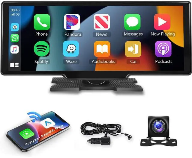 Main image of 10.26" Wireless CarPlay Car Stereo with 1080P Backup Camera, Portable Car Radio with Wireless Android Auto, IPS Touchscreen, Voice Control, Bluetooth, CarPlay Navigation, AUX/FM