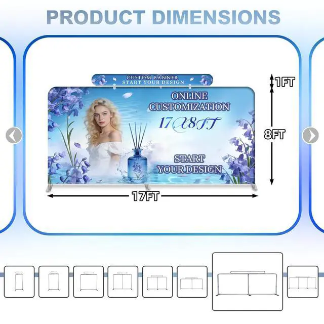Alt view image 2 of 7 - Custom Tension Fabric Banner | Trade Show Booth Backdrop Graphic Only | Step and Repeat HD Printed Portable Banner for Trade Show Events Exhibition 17x8FT (Frame Not Included)