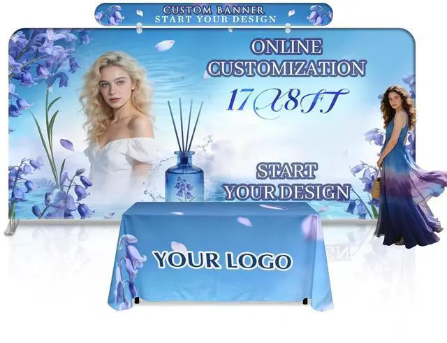 Main image of Custom Tension Fabric Banner | Trade Show Booth Backdrop Graphic Only | Step and Repeat HD Printed Portable Banner for Trade Show Events Exhibition 17x8FT (Frame Not Included)