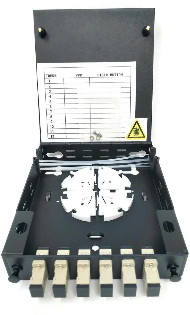Alt view image 2 of 5 - Wall Mount Fiber Enclosure with Spool and Loaded 6 Port SC-UPC OM1/OM2 Multimode Duplex LGX Panel