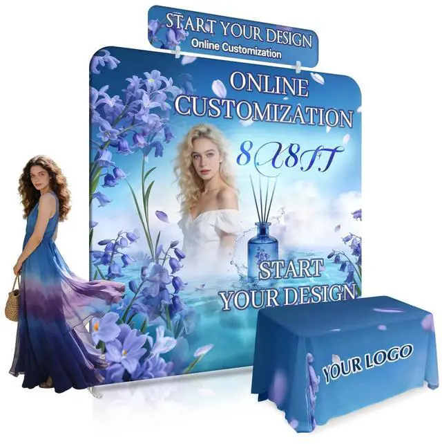Main image of Custom Tension Fabric Banner | Trade Show Booth Backdrop Graphic Only | Step and Repeat HD Printed Portable Banner for Trade Show Events Exhibition 8x8FT (Frame Not Included)