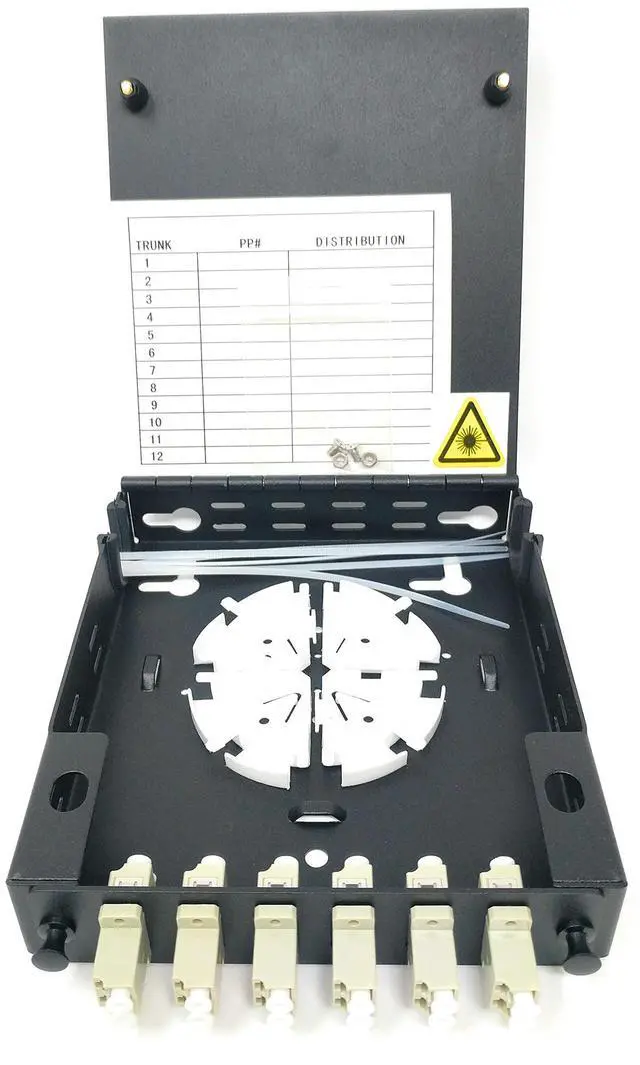 Alt view image 2 of 5 - Wall Mount Fiber Enclosure with Spool and Loaded 6 Port LC-UPC OM1/OM2 Multimode Duplex LGX Panel