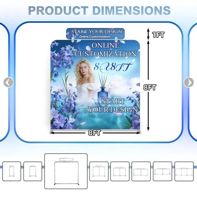 Alt view image 2 of 7 - Custom Tension Fabric Banner | Trade Show Booth Backdrop Graphic Only | Step and Repeat HD Printed Portable Banner for Trade Show Events Exhibition 8x8FT (Frame Not Included)