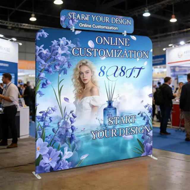 Alt view image 7 of 7 - Custom Tension Fabric Banner | Trade Show Booth Backdrop Graphic Only | Step and Repeat HD Printed Portable Banner for Trade Show Events Exhibition 8x8FT (Frame Not Included)