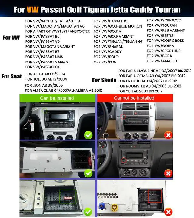 Alt view image 2 of 7 - Car Stereo Radio for VW Passat Golf 5 6 Tiguan Jetta Caddy Touran Seat Sharan Wireless Apple CarPlay Android Auto 7 Inch HD Touch Screen Bluetooth FM/AM Mirror Link EQ USB SWC Backup Camera