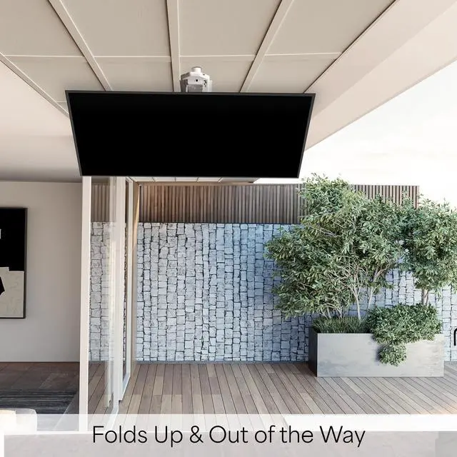 Alt view image 6 of 6 - Drop Ceiling Electric TV Mount for 32 to 70 inch Screens, Flip Down Motorized VESA Bracket, Holds TVs up to 77 lbs, App and Voice Control, White, MOUNT-KIT-FD70W1C