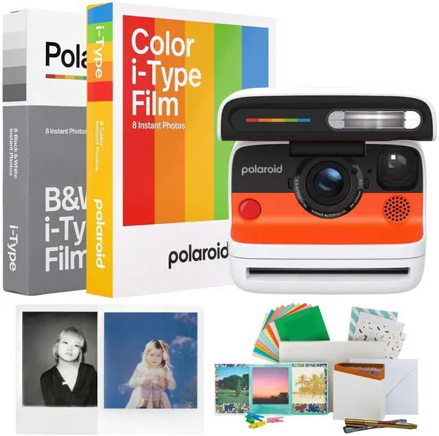 Main image of Flip Instant Camera Bundle (White) | Sonar Autofocus, Color B&W Film for i-Type, Retro Design, (4 items)