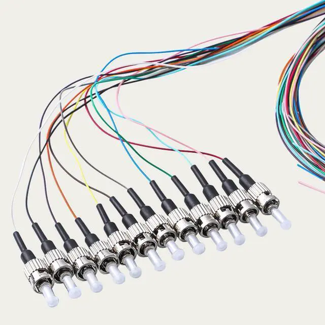 Alt view image 2 of 7 - 12 Strand ST/UPC Fiber Optic Pigtail, 1.5Meter(4.9Ft) 9/125 Color Coded Singlemode ST Fiber Pigtail for Networks Communication System