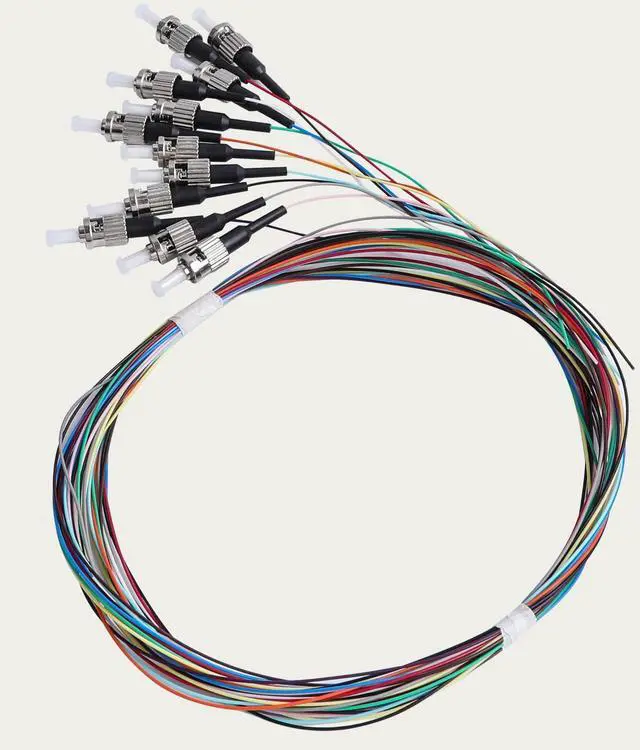 Alt view image 3 of 7 - 12 Strand ST/UPC Fiber Optic Pigtail, 1.5Meter(4.9Ft) 9/125 Color Coded Singlemode ST Fiber Pigtail for Networks Communication System