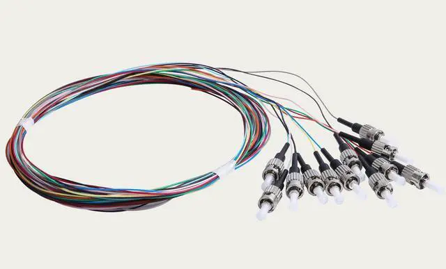 Alt view image 6 of 7 - 12 Strand ST/UPC Fiber Optic Pigtail, 1.5Meter(4.9Ft) 9/125 Color Coded Singlemode ST Fiber Pigtail for Networks Communication System