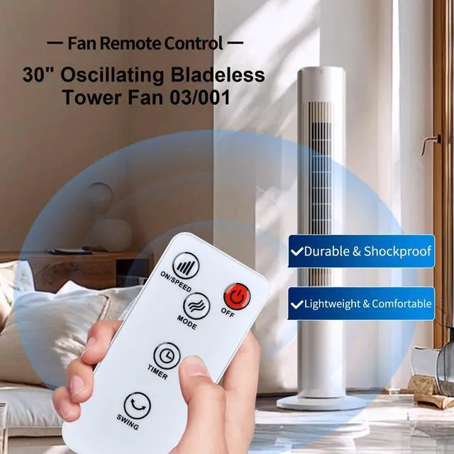 Alt view image 2 of 7 - New Replacement Remote Control fit for Uthfy JTF-03C 30" Oscillating Bladeless Tower Fan 03/001