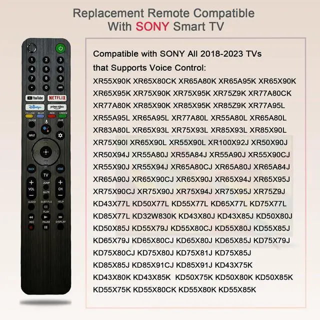 Alt view image 2 of 5 - RMF-TX520U Replacement Remote Compatible with Sony XBR/KD/XR Series X80J X85J X90J A80J X80CJ KD-43X KD-50X XR-50X XR-55ARB