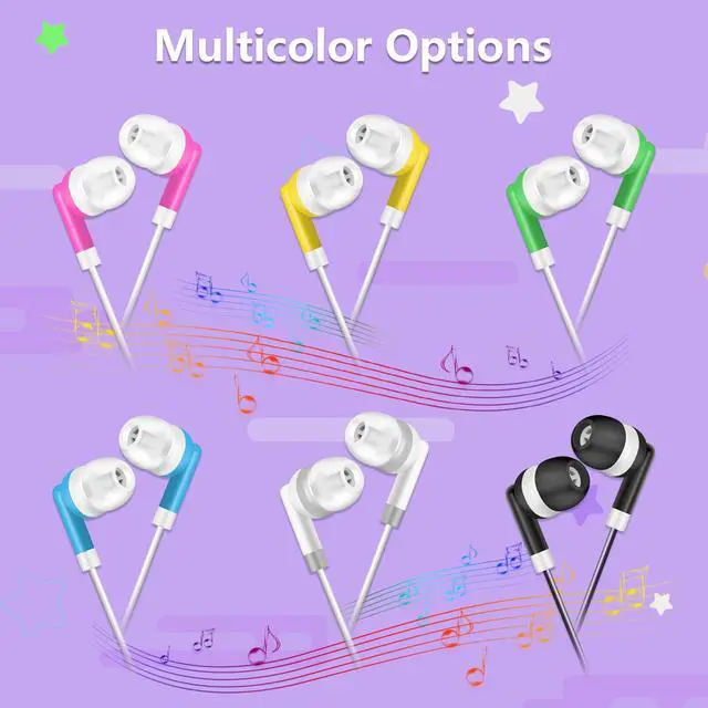 Alt view image 2 of 7 - Kids Bulk Earbuds Headphones 50 Pack for Classroom School Students | Wholesale Wired Earphones with 3.5 mm Jack Multi Colored for Computer Chromebook Laptop PC