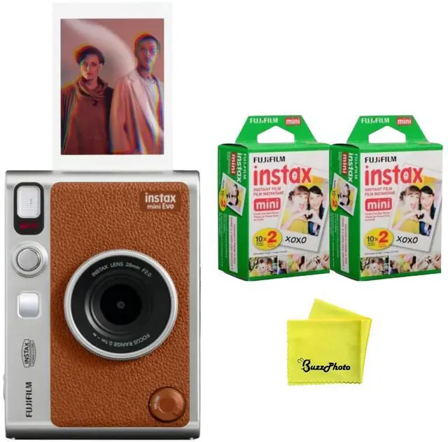 Main image of Instax Mini EVO Instant Camera - Brown (Camera w/Extra Film 2-Pack)