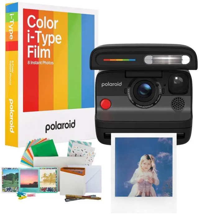 Main image of Flip Instant Camera Bundle (Black) | Color Film for i-Type 8 Exposures, Sonar Autofocus, Retro Design, (3 items)