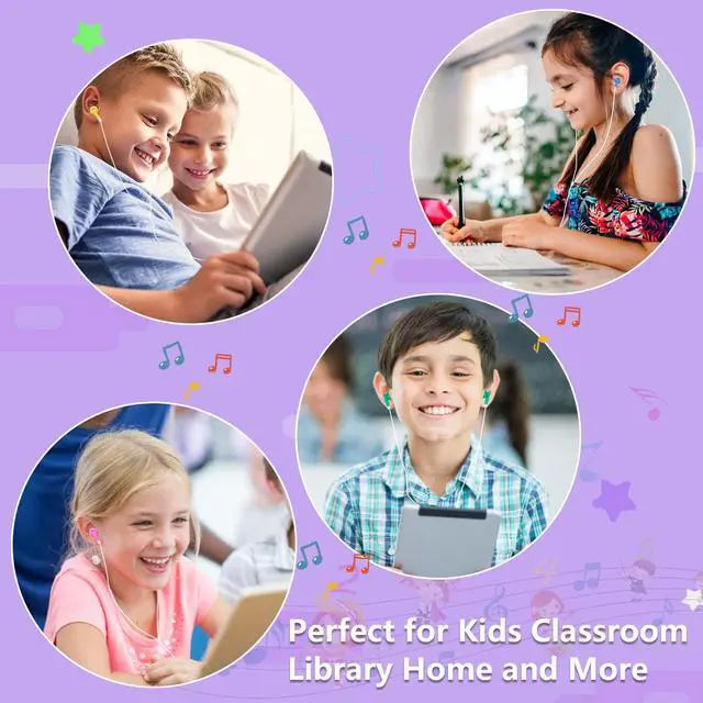 Alt view image 5 of 7 - Kids Bulk Earbuds Headphones 50 Pack for Classroom School Students | Wholesale Wired Earphones with 3.5 mm Jack Multi Colored for Computer Chromebook Laptop PC