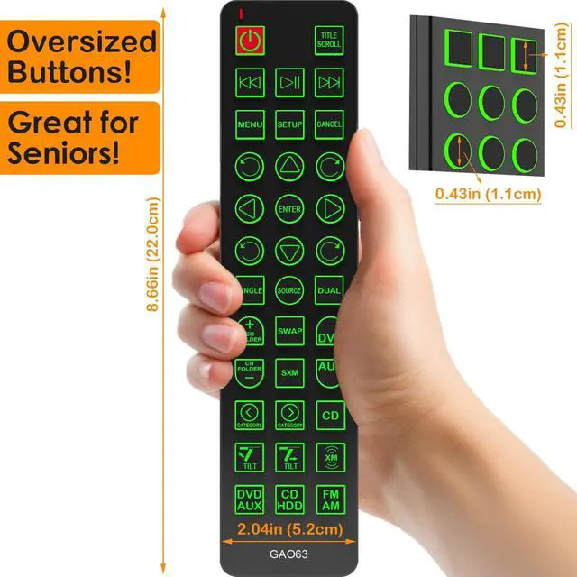 Alt view image 6 of 7 - Replacement Remote Control for Honda Odyssey Touring/EX-L Rear Entertainment DVD 39560TK8A01 39560-TK8-A01 2011 2012 2013 2014