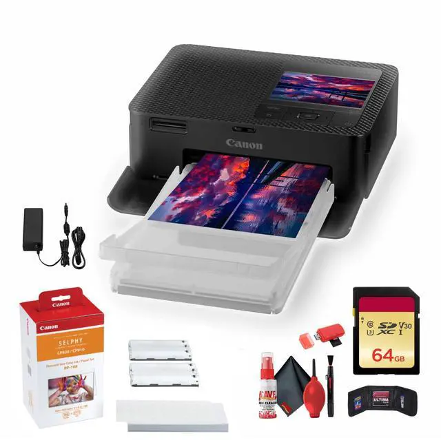 Main image of SELPHY CP1500 Compact Photo Printer (5539C001) (Black) Bundle | Wi-Fi Photo Printing, Compact Portable Design