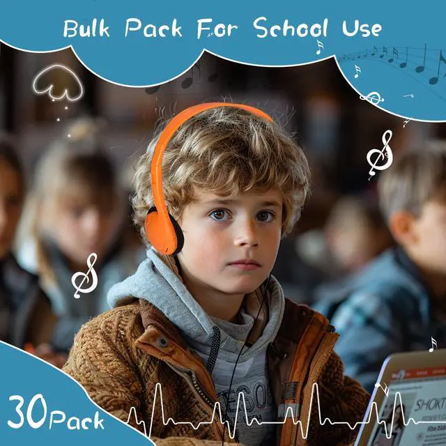 Alt view image 2 of 6 - 30 Pack Class Set Headphones for Kids Students School Classroom Headphones Bulk Earphones Adjustable with 3.5 mm Jack for Library Children Adults(005 Multi Color)