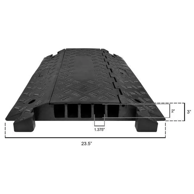 Alt view image 2 of 4 - Extreme Rubber 5 Channel Cable Protector 36" Wire Cover with 1-3/8" Channels Black