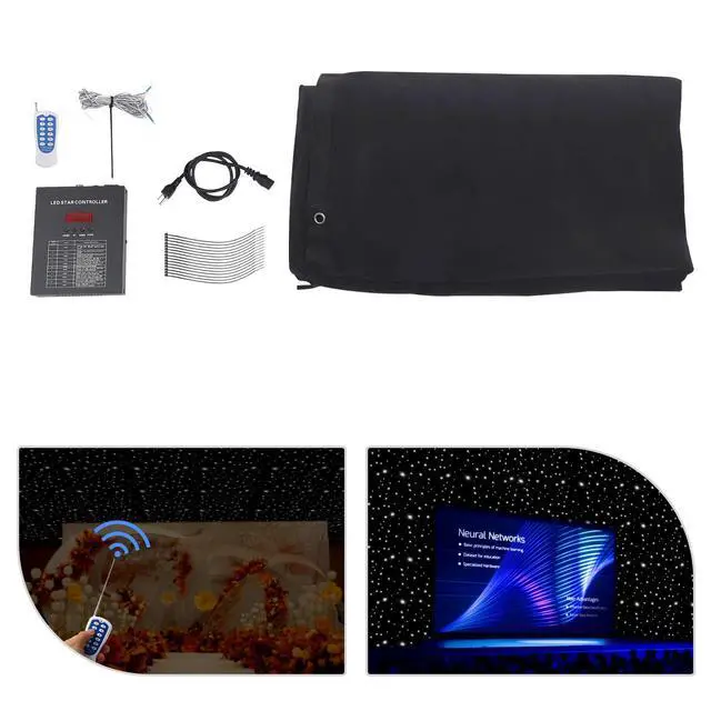 Alt view image 3 of 7 - 13ft x 13ft LED Stage Backdrop White LED Starry Sky Backdrop Foldable DMX Control LED Star Curtain with Remote Control for Wedding Christmas Party Halloween Stage Show Cloth Background