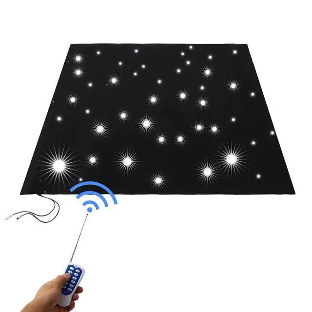 Alt view image 7 of 7 - 13ft x 13ft LED Stage Backdrop White LED Starry Sky Backdrop Foldable DMX Control LED Star Curtain with Remote Control for Wedding Christmas Party Halloween Stage Show Cloth Background