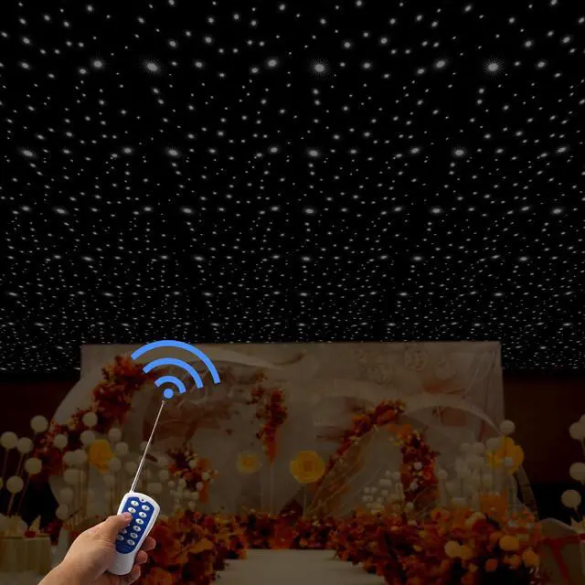 Alt view image 6 of 7 - 13ft x 13ft LED Stage Backdrop White LED Starry Sky Backdrop Foldable DMX Control LED Star Curtain with Remote Control for Wedding Christmas Party Halloween Stage Show Cloth Background