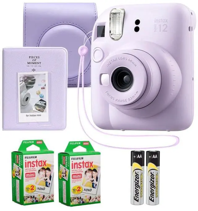 Main image of Instax Mini 12 Instant Camera Lilac Purple Bundle Includes 40-Sheets Instax Mini Film, Protective Case, and Mini Photo Album