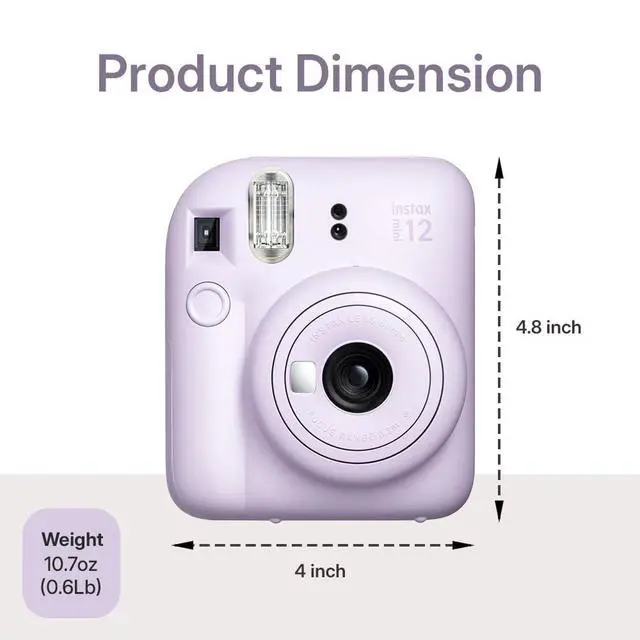 Alt view image 3 of 5 - Instax Mini 12 Instant Camera Lilac Purple Bundle Includes 40-Sheets Instax Mini Film, Protective Case, and Mini Photo Album