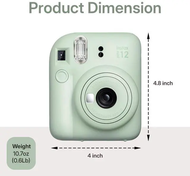 Alt view image 3 of 5 - Instax Mini 12 Instant Camera Mint Green Bundle Includes 40-Sheets Instax Mini Film, Protective Case, and Mini Photo Album