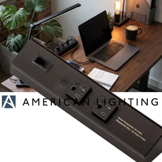 Alt view image 7 of 7 - Atom Power Strip 10 Inch 120V Low Profile with 2 Tamper Resistant Receptacles Hardwired Under Cabinet Black Finish Indoor Use ATOM-120V-10-BK