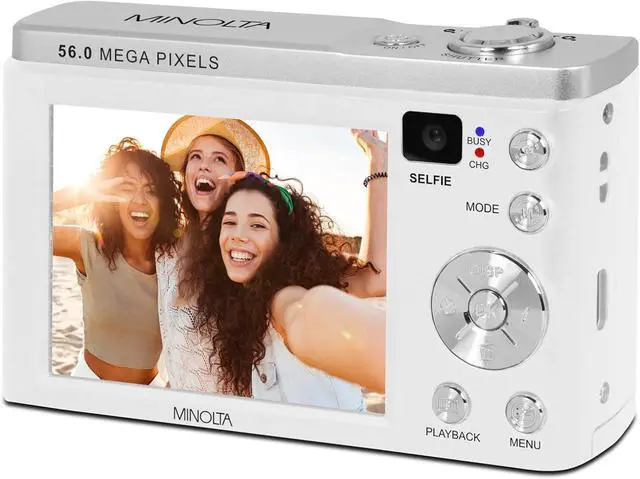 Alt view image 5 of 6 - MNB5Z 56MP Dual Lens Point & Shoot Digital Camera with 5X Optical Zoom & 5K Ultra HD Video Bundle with 32GB Memory Card + Vlogger Tripod + Bag + 6Ave Cleaning Kit + More Accessories (White)