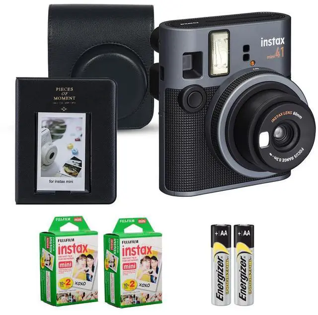 Main image of Instax Mini 41 Instant Camera Black Bundle Includes 40-Sheets Instax Mini Film, Protective Case, and Mini Photo Album