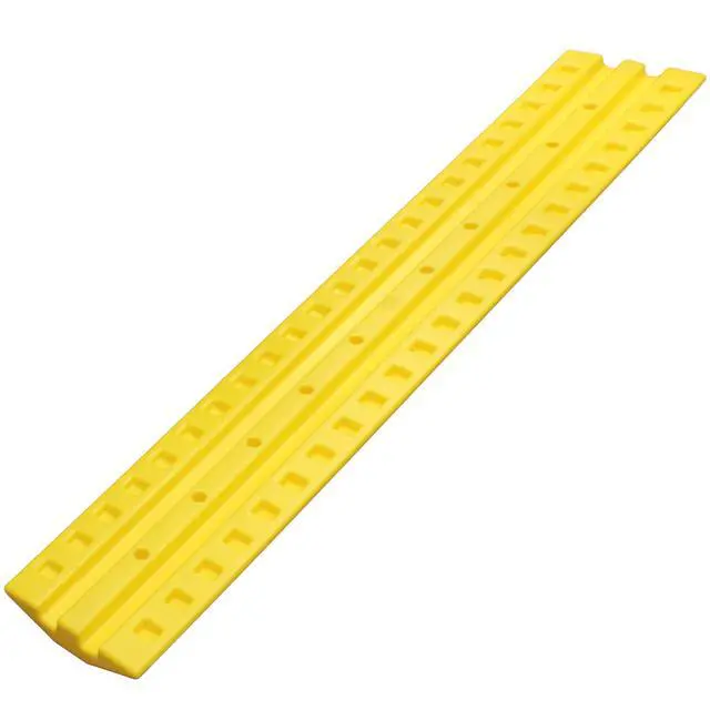 Alt view image 4 of 6 - 6 Foot Speed Bump HDPE Polyethylene Traffic Hump Vehicle Cable Ramp Cord Cover Hose Protector Includes Asphalt Mounting Hardware Safety Yellow (2 Pack), Length 144"