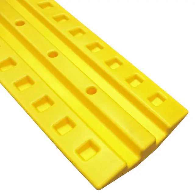 Alt view image 3 of 6 - 6 Foot Speed Bump HDPE Polyethylene Traffic Hump Vehicle Cable Ramp Cord Cover Hose Protector Includes Asphalt Mounting Hardware Safety Yellow (2 Pack), Length 144"