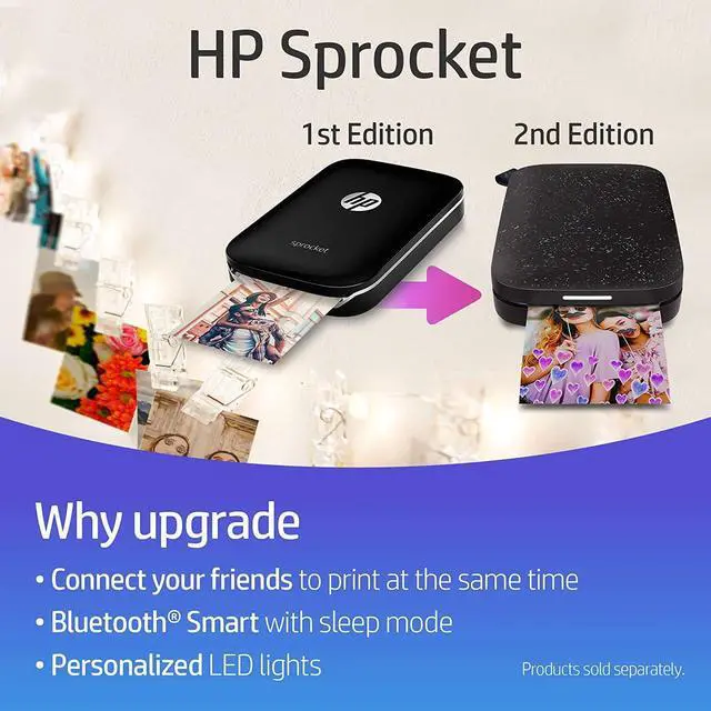 Alt view image 3 of 7 - Portable Photo Printer, Print Social Media Photos on 2x3 Sticky-Backed Paper - Black (X7N08A)