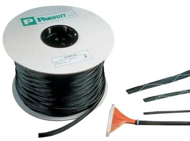 Main image of SE50P-CR0 Braided Expandable Sleeving, 0.50-Inch Diameter, Polyethylene Terephthalate, Black (100-Foot)