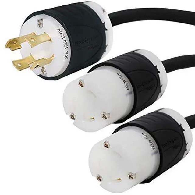 Main image of NEMA L14-30P to 2X L6-30R Y Splitter Cord - 10 Foot, 30A, 125/250V, 10/3 AWG - # IBX-2151-10