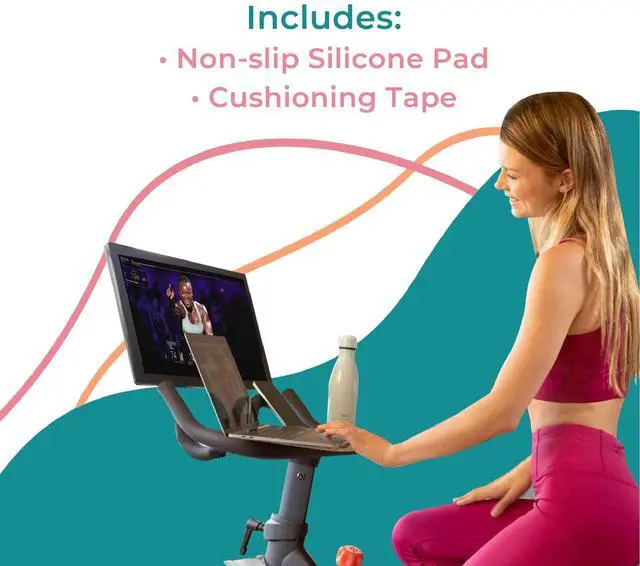 Alt view image 6 of 6 - Peloton Accessories Laptop Desk Tray for Bike | Phone Holder | Clear acrylic desk tray for Peloton Bike Standard, Holds laptop, tablet & phone. No-scratch surface, easy clip-on install