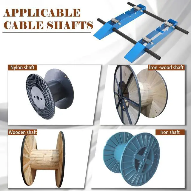 Alt view image 3 of 6 - Wire Cable Reel Roller Stand 4400 LBS Heavy Duty Commercial Industrial Grade Steel Wire Dispenser, Reel Unwinder for Cable Reels up to 47'', Wire Reel Caddy for Cord Management