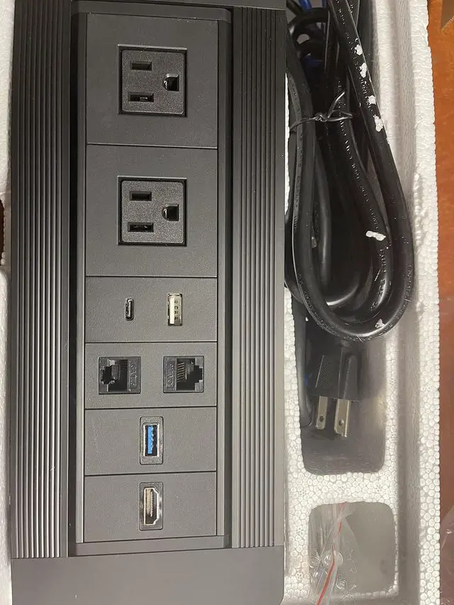 Alt view image 2 of 5 - UL Listed in-Desk Power Center Table Top Grommet Furniture Power Data Hub-1 USB Port/ 1 Type-C Port1 HDMI/2 CAT 6/1 Type C - Conference Table Connectivity Box (DC101_Solid Black)